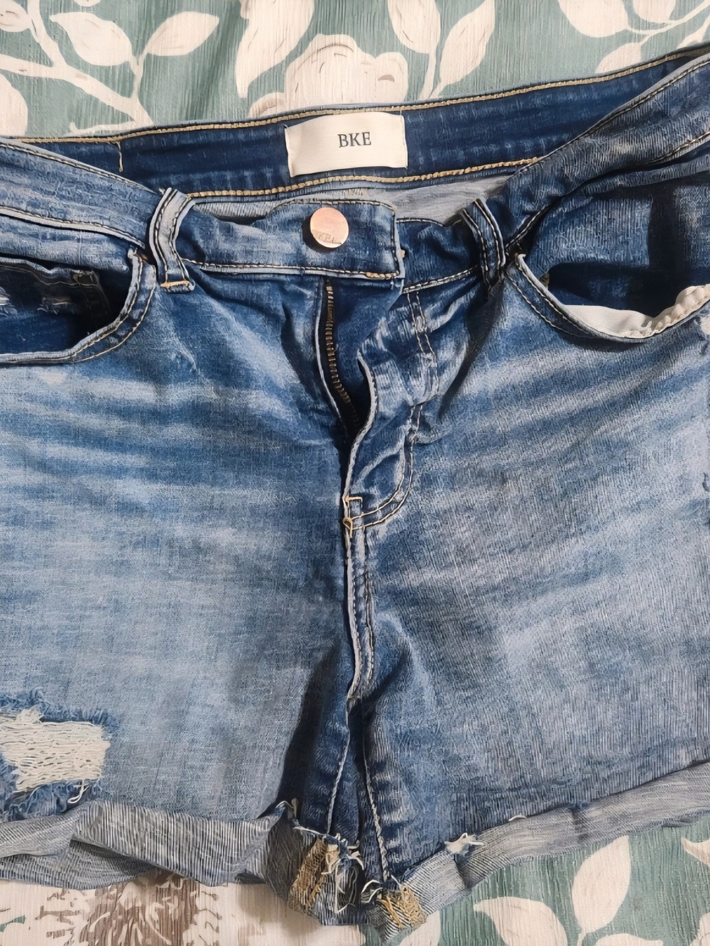BKE Blue Distressed Denim Shorts